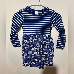 Hanna Andersson - Size 5 (110cm) Blue and White Fit and Flare Dress